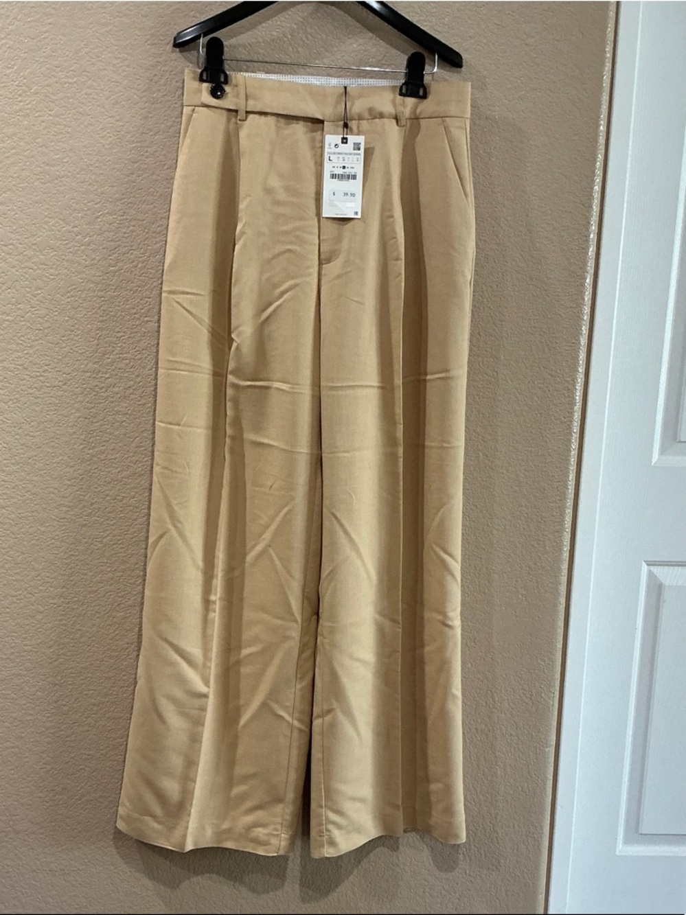 Zara Beige Wide-Leg Trousers